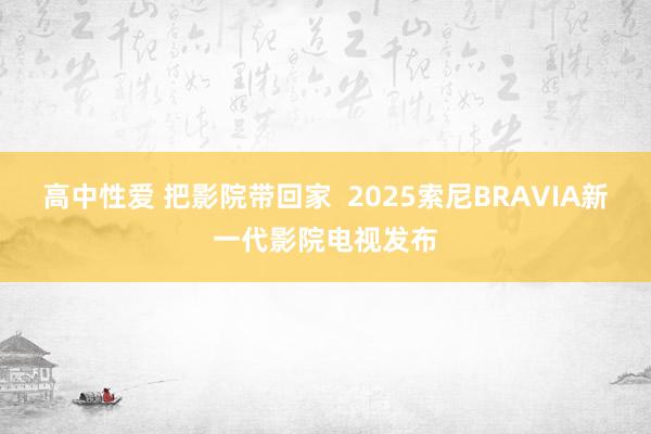 高中性爱 把影院带回家  2025索尼BRAVIA新一代影院电视发布