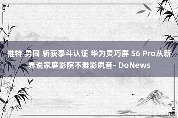 推特 男同 斩获泰斗认证 华为灵巧屏 S6 Pro从新界说家庭影院不雅影夙昔- DoNews