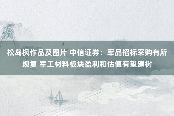 松岛枫作品及图片 中信证券：军品招标采购有所规复 军工材料板块盈利和估值有望建树