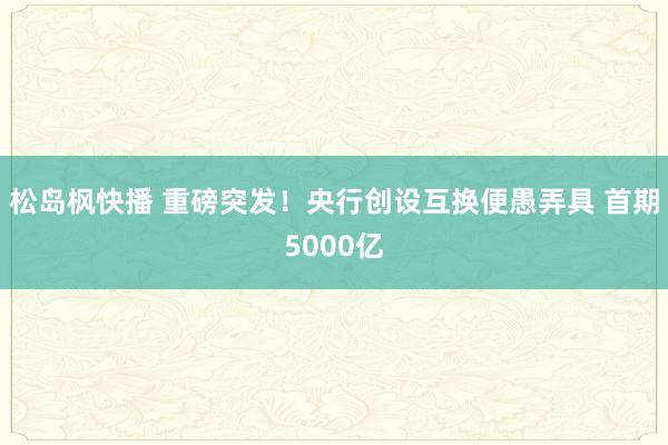 松岛枫快播 重磅突发！央行创设互换便愚弄具 首期5000亿