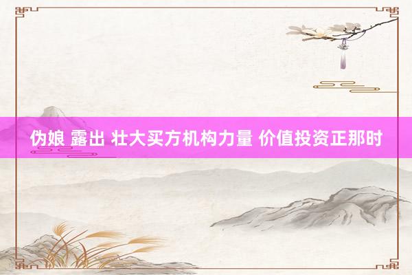 伪娘 露出 壮大买方机构力量 价值投资正那时