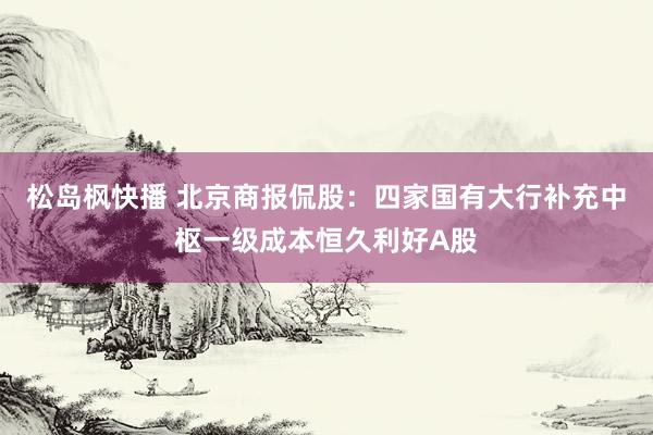 松岛枫快播 北京商报侃股：四家国有大行补充中枢一级成本恒久利好A股